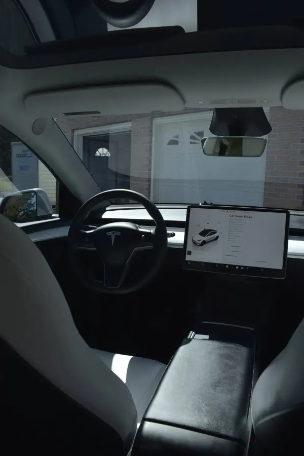 Tesla cabin and screen wiped down